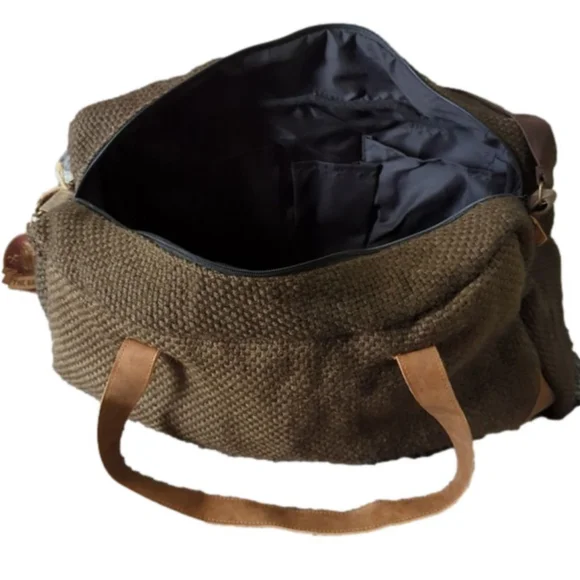 Barrel Shack Brown Mens Duffle Bag Overnight Tote Travel Bag - Picture 11 of 11